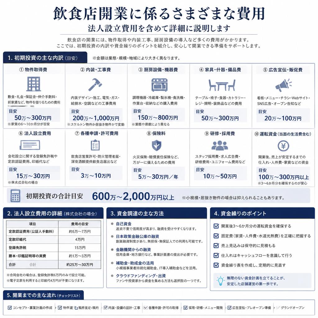 飲食店開業にかかる費用